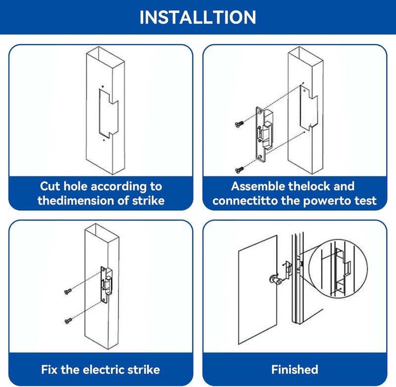 WIRELEL 2025 Upgraded ANSI Standard Heavy Duty Electric Door Strike Lock for Door Access Control System Fail-Secure Fail-Safe Adjustable Access Control Cylindrical Locksets (Input Voltage 12VDC), Silver - Image 5